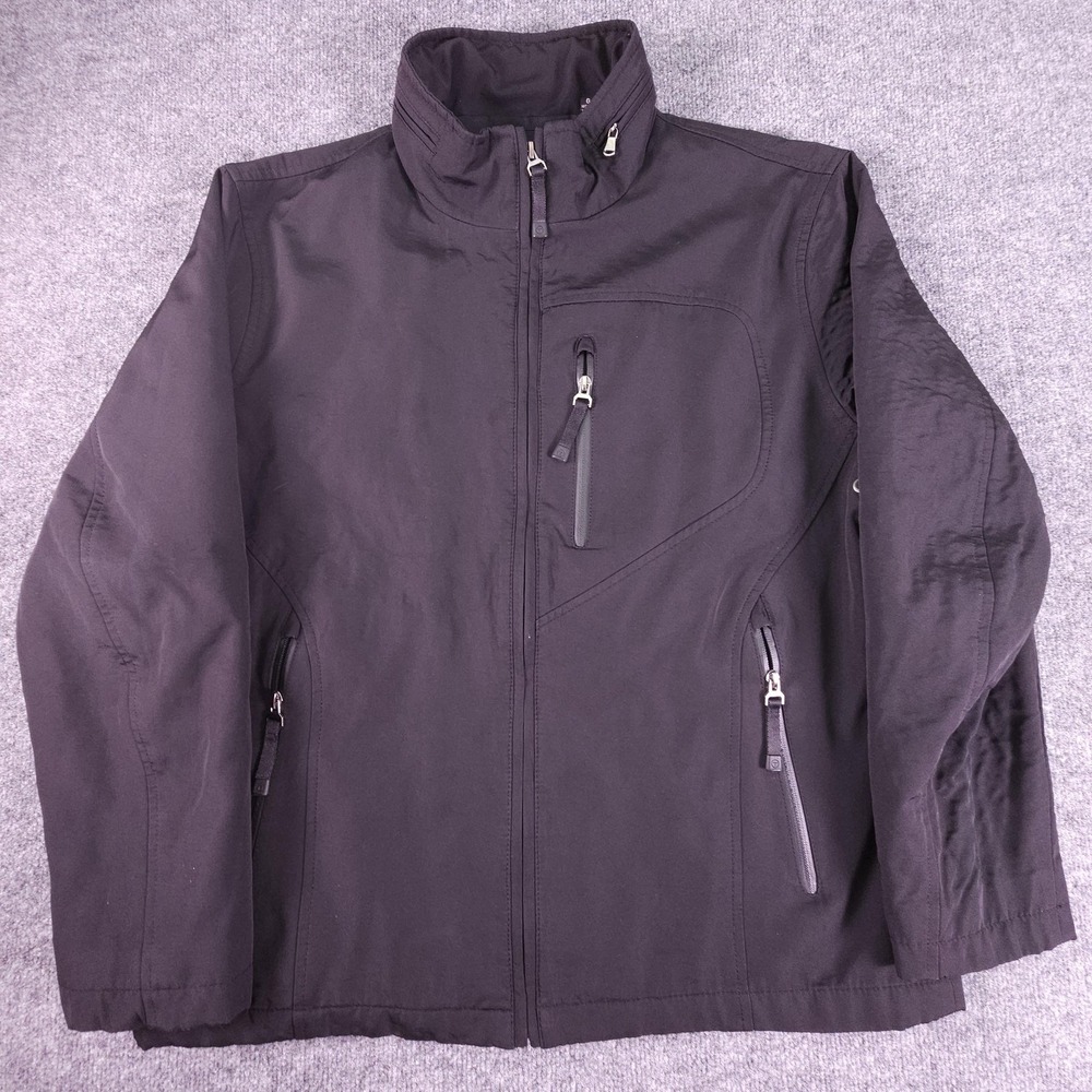 T TECH Jacket Mens Large Black Insulated Softshell Full Zip Pockets Stand Collar